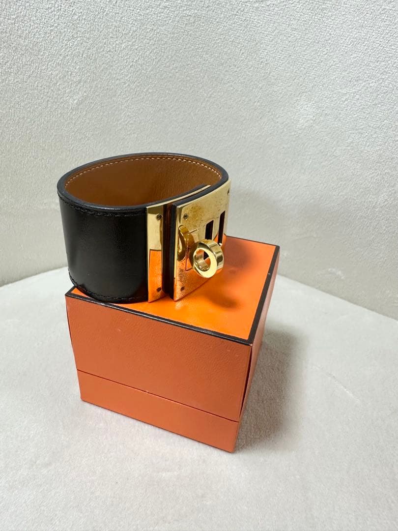 HERMES ケリードッグ　バングル　レザー　ブラック