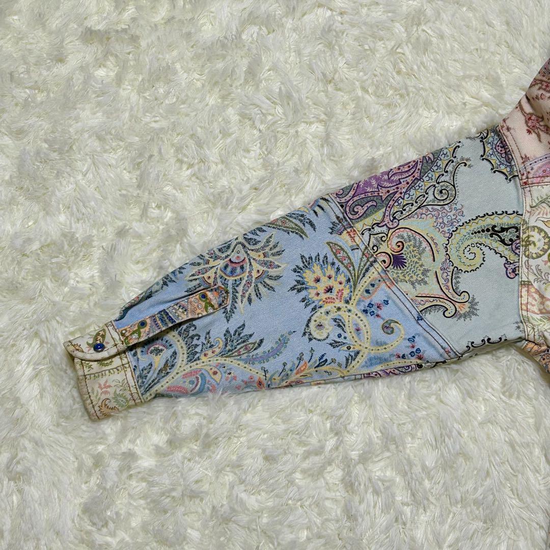 希少　ETRO ペイズリー柄　デニムジャケット　マルチカラー　ドルマンスリーブ