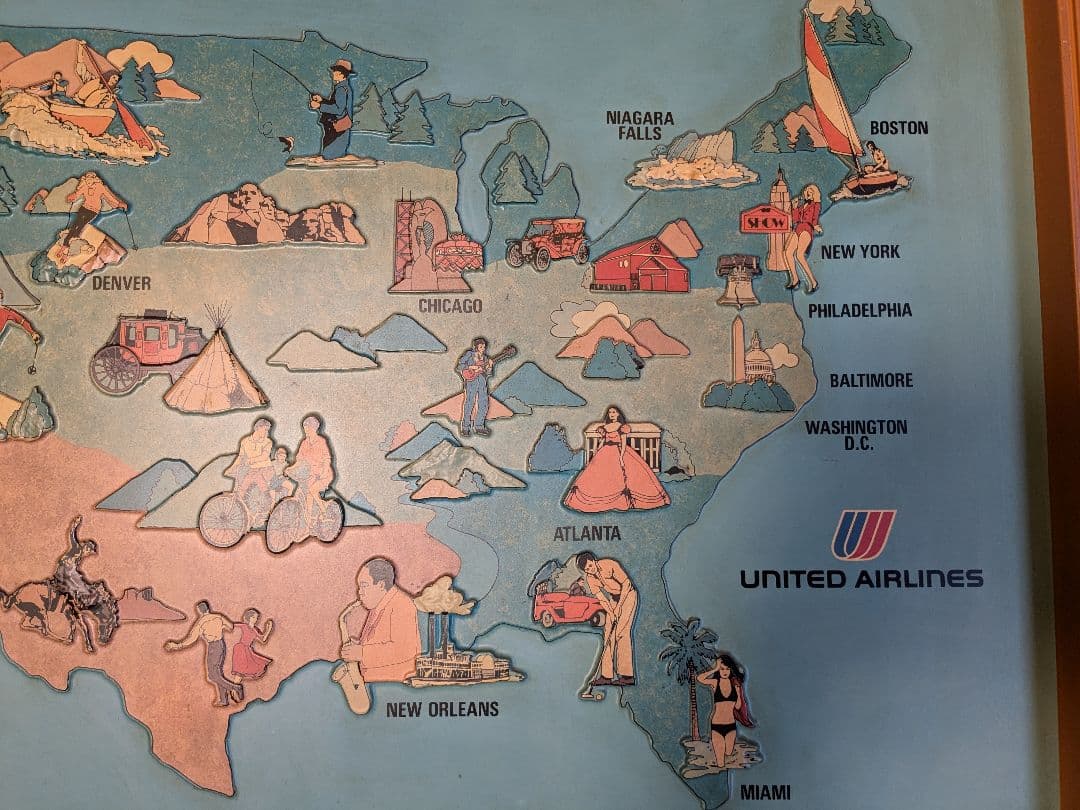 ビンテージ ユナイテッドエアライン アメリカ マップ
