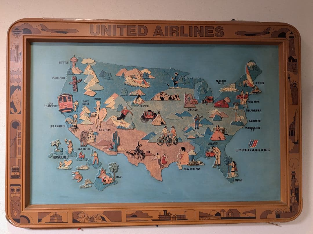 ビンテージ ユナイテッドエアライン アメリカ マップ