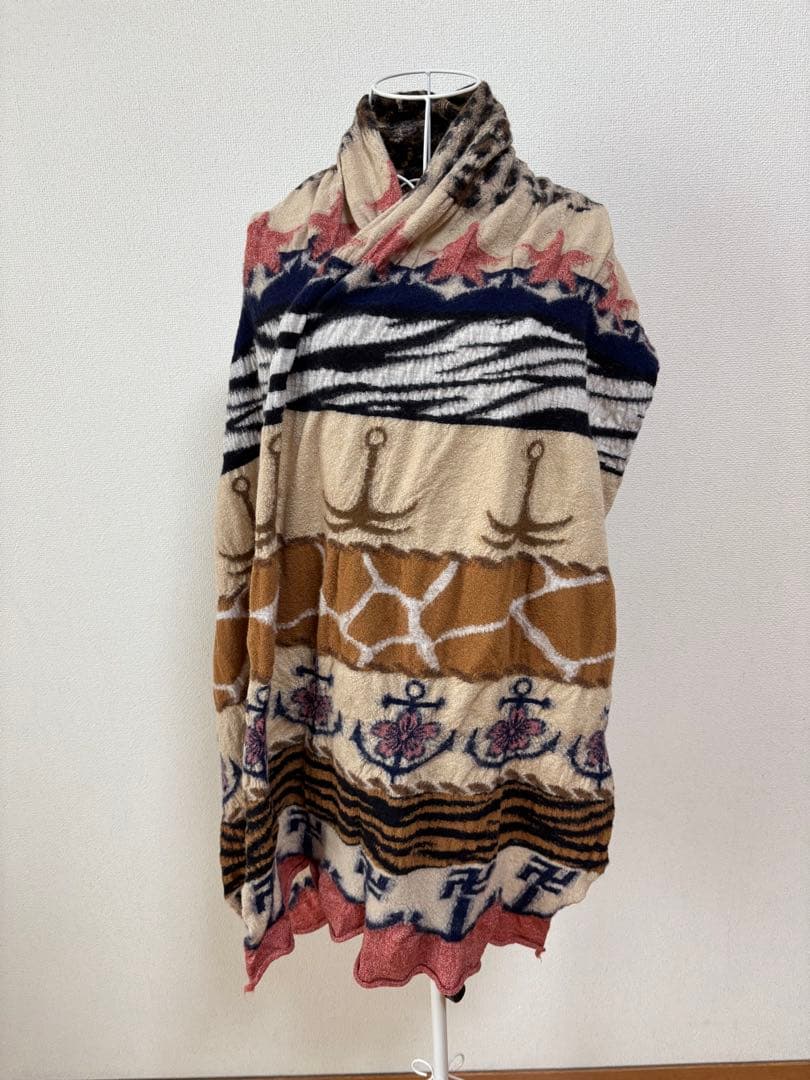 キャピタル KAPITAL 縮絨ウール スター ヒョウ柄 ミックス マフラー