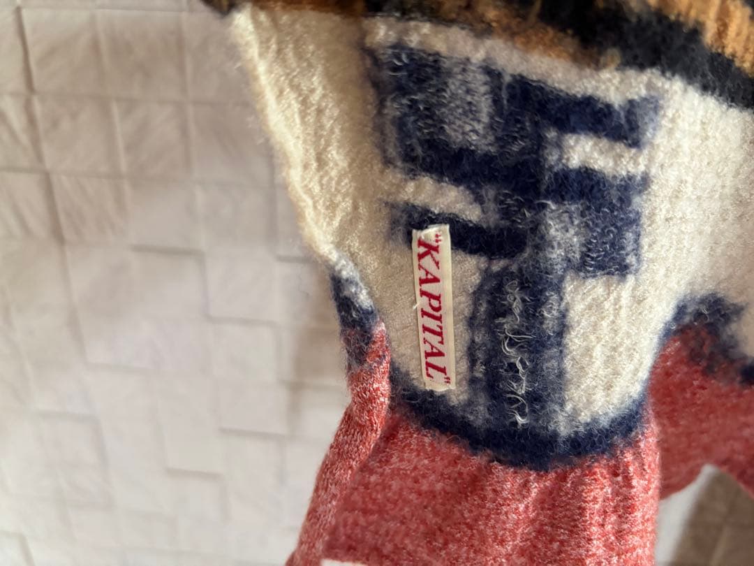 キャピタル KAPITAL 縮絨ウール スター ヒョウ柄 ミックス マフラー