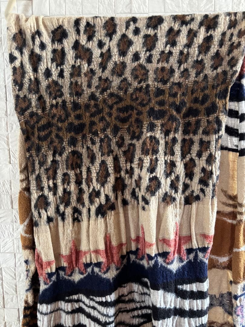 キャピタル KAPITAL 縮絨ウール スター ヒョウ柄 ミックス マフラー