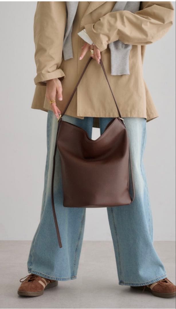 ボンジュールサガン 【牛革】2WAYワンハンドルバケツトートバッグ ブラウン