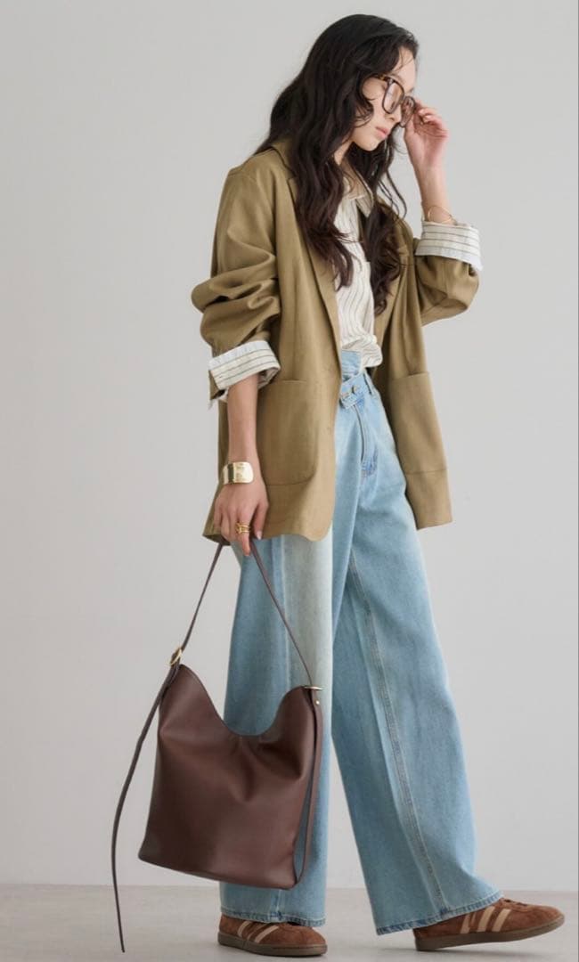 ボンジュールサガン 【牛革】2WAYワンハンドルバケツトートバッグ ブラウン