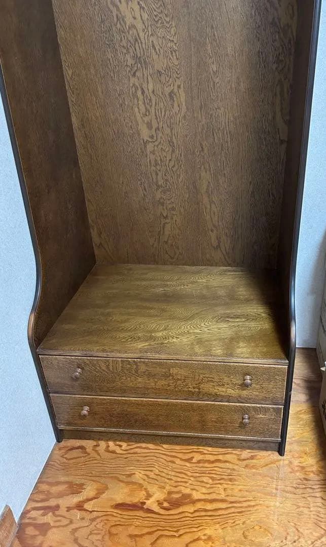 オープンクローゼット ダークブラウン 洋服吊りタンス ハンガーラック 引き出し２