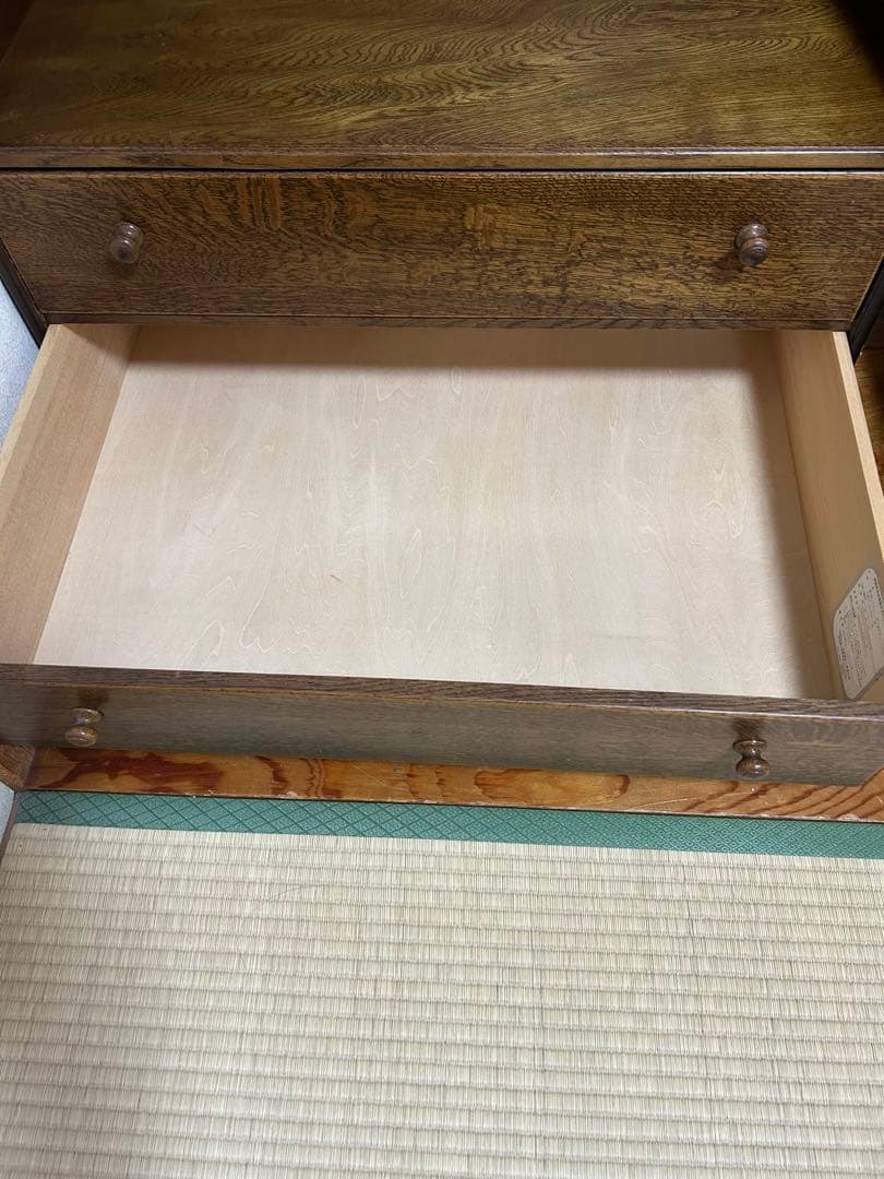 オープンクローゼット ダークブラウン 洋服吊りタンス ハンガーラック 引き出し２