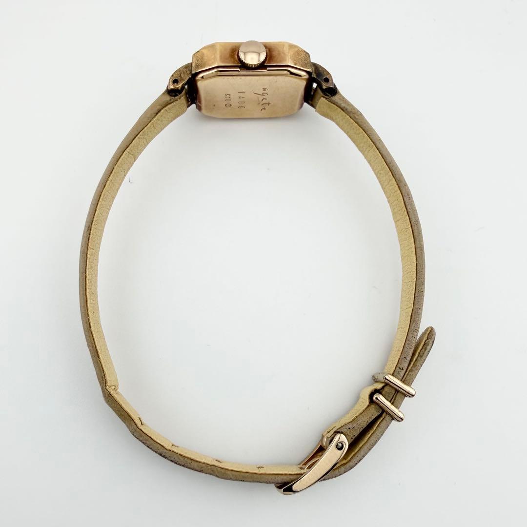 状態良好品 アガット 1406 K10 ゴールド レディース クォーツ 腕時計