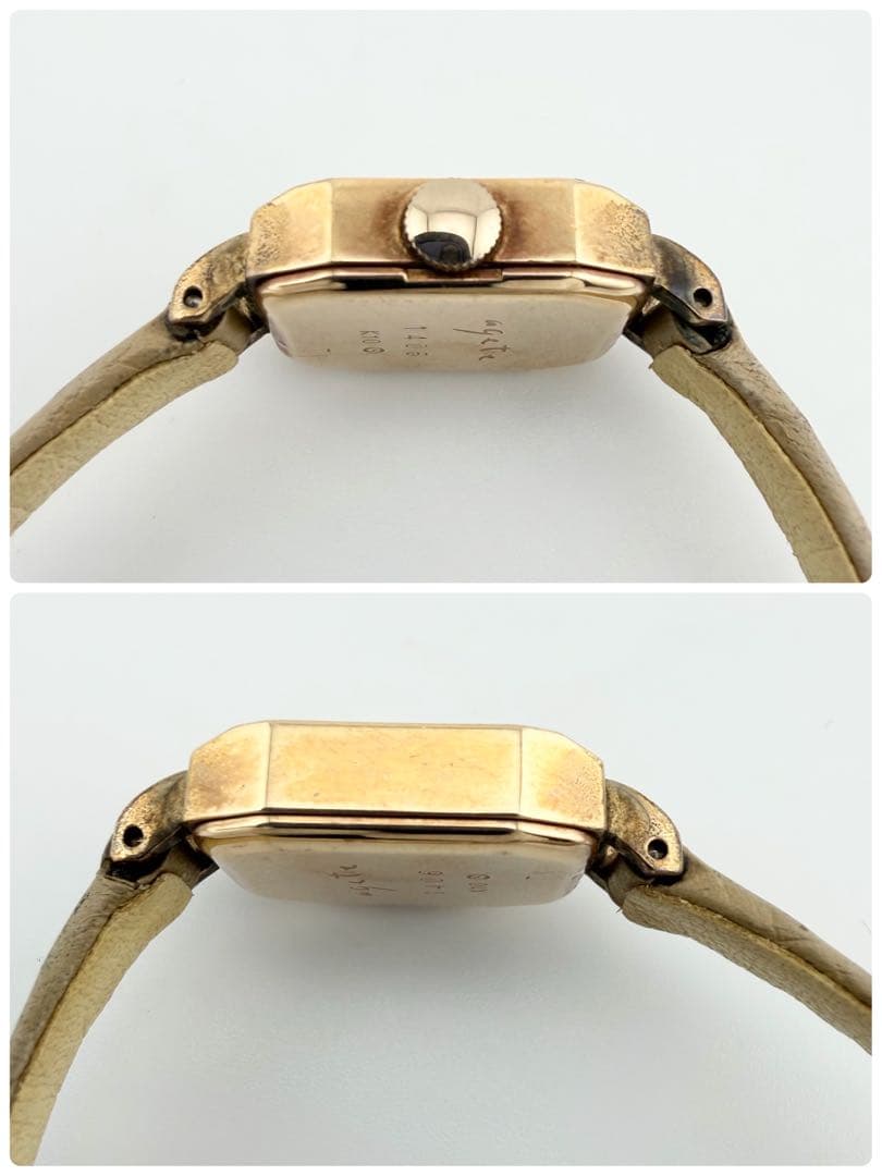 状態良好品 アガット 1406 K10 ゴールド レディース クォーツ 腕時計