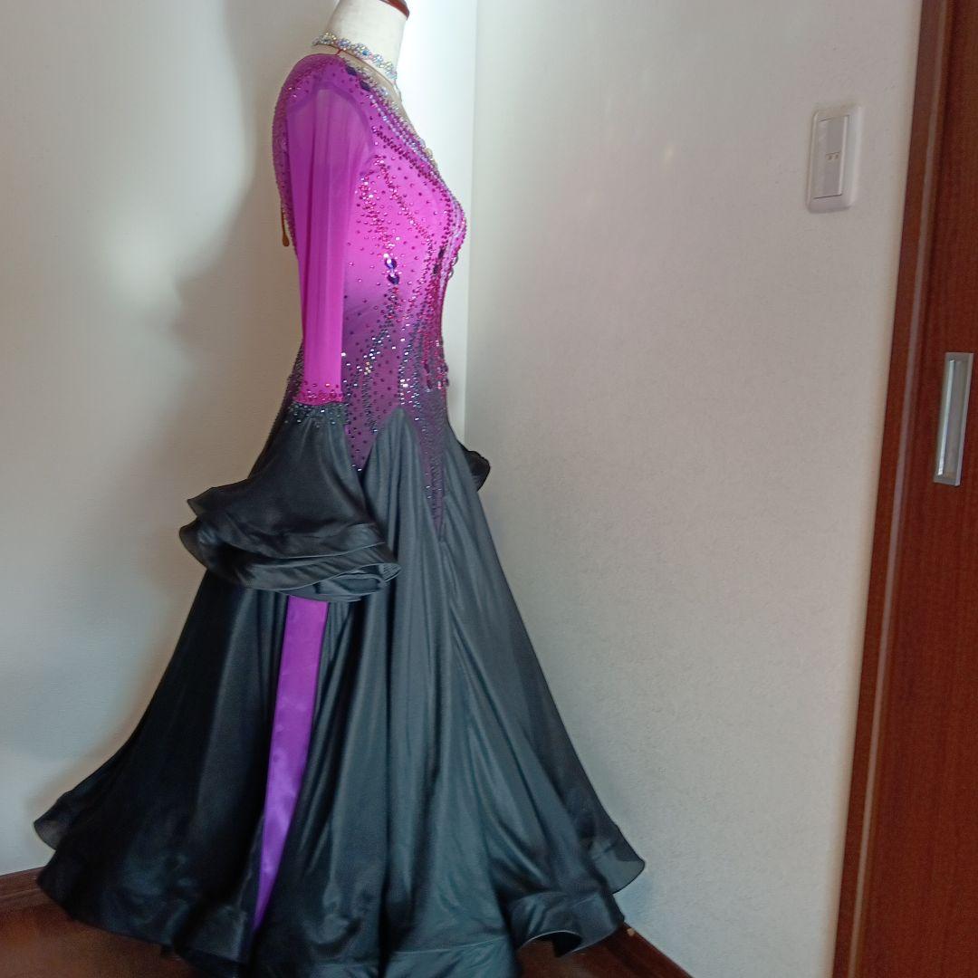 社交ダンススタンダードドレス （M〜Ｌサイズ）ピンクと黒グラデーション