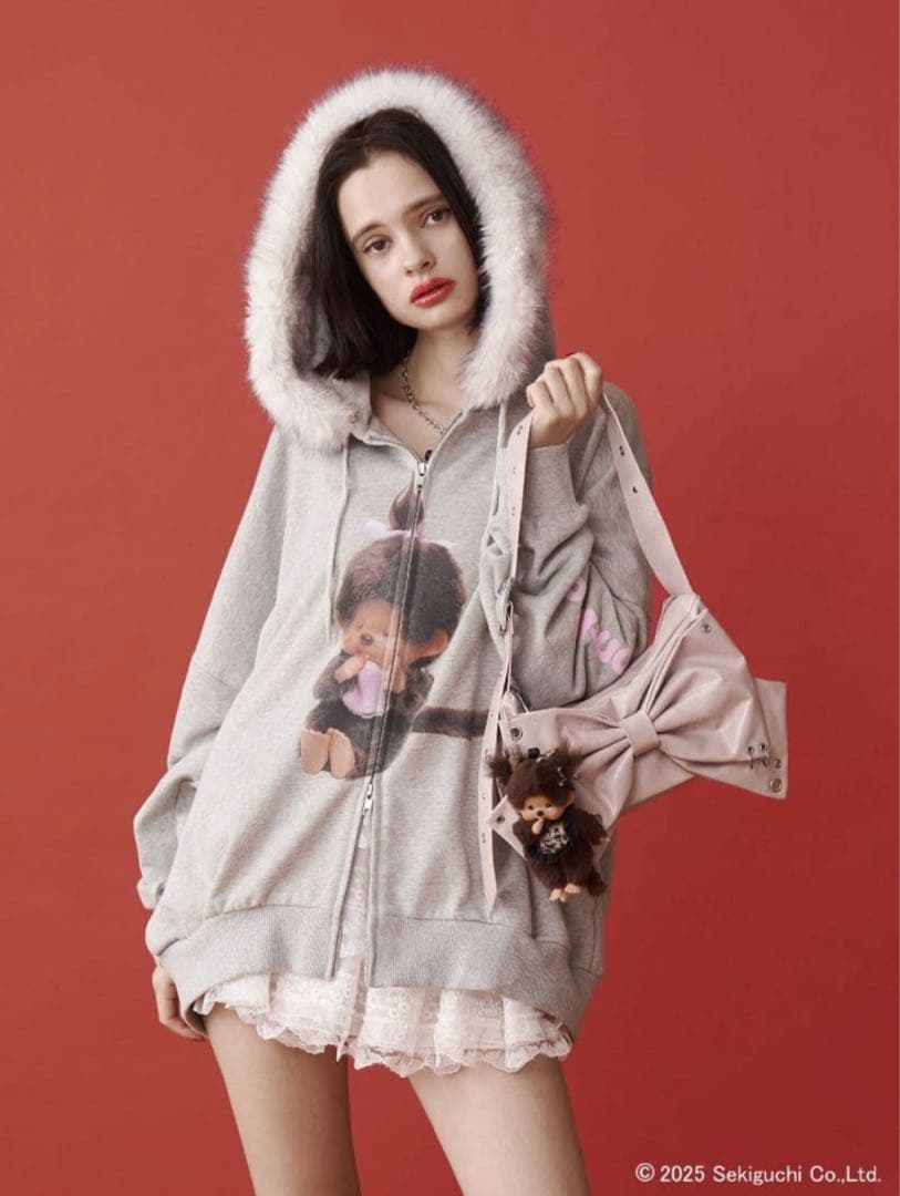 【monchhichi×jouetie】ファードッキングZIPフーディ グレー