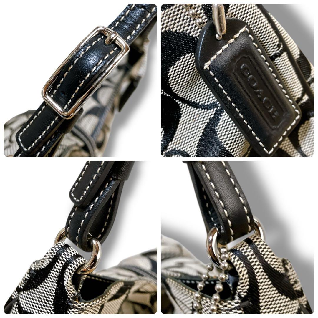 コーチ シグネチャー 肩掛け可 アクセサリーポーチ ワンショルダーバッグ 黒