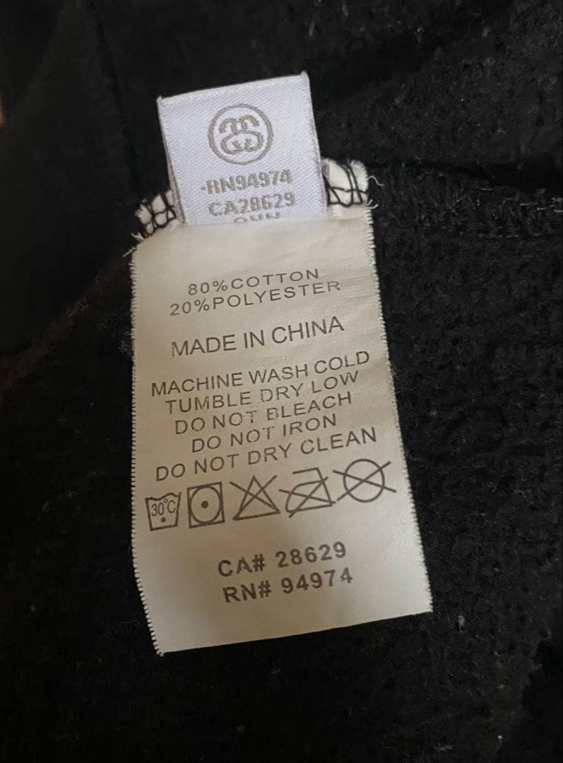 Stussy 黒 パーカー フード付き