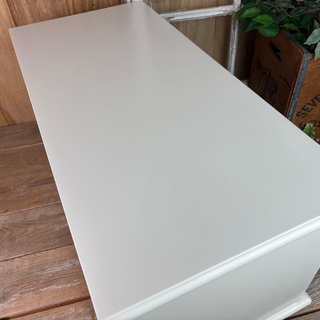 訳あり品【136】フレンチ調ホワイトチェスト横長木製収納家具姫系洋タンス飾り棚姫