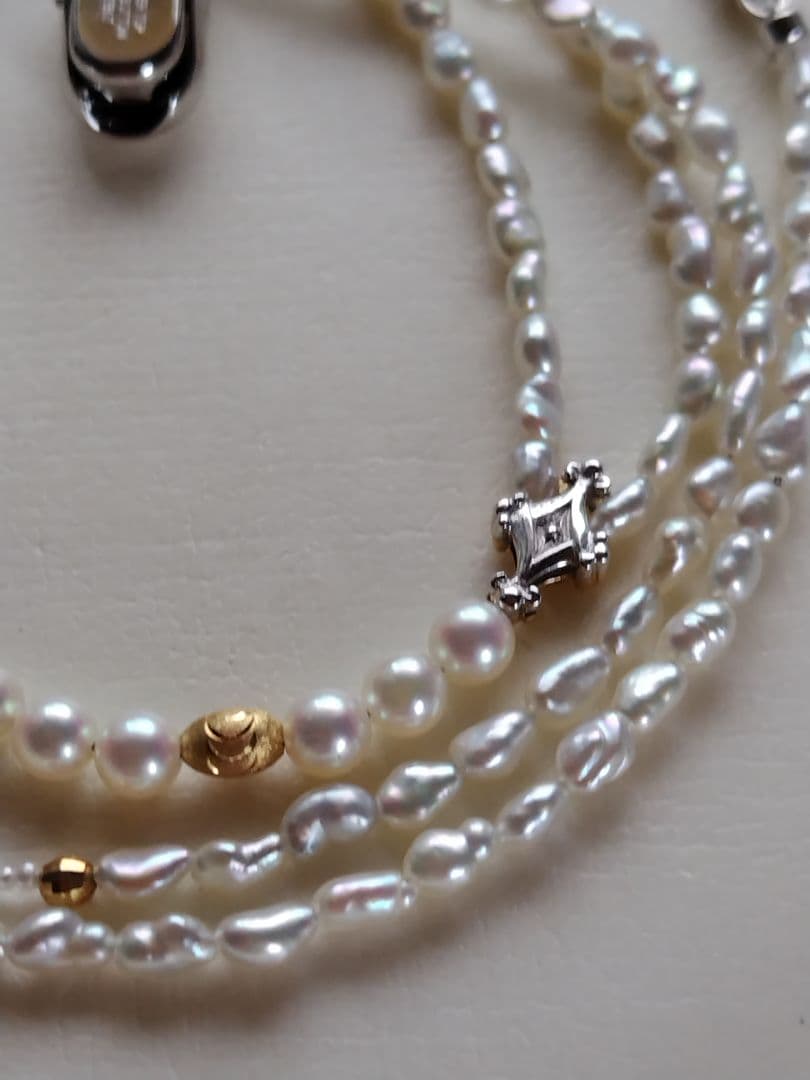 白蝶真珠、アコヤ真珠、ベビーパール、芥子パール、砂ケシパールの、Yネックレス