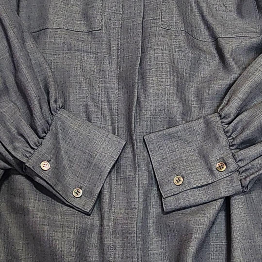 美品【定3.5万】ウィムガゼット ウール バンドカラー シャツワンピース リボン