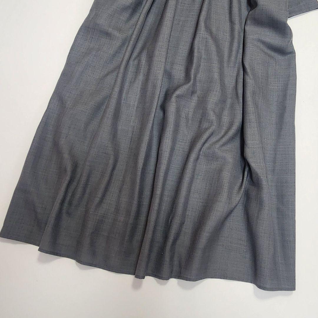 美品【定3.5万】ウィムガゼット ウール バンドカラー シャツワンピース リボン