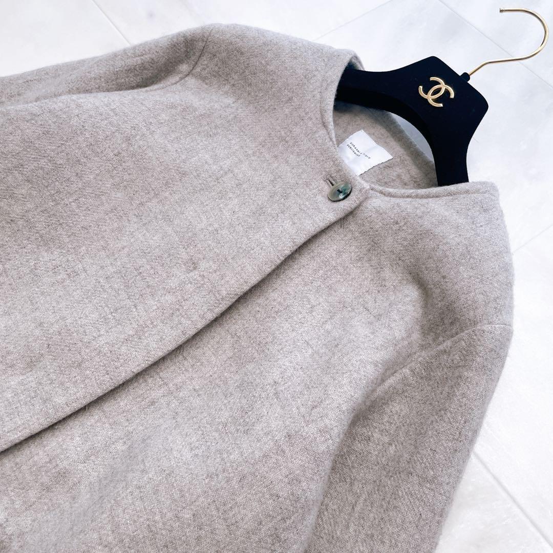 美品✨北欧暮らしの道具店 ノーカラー ロングコート ふんわり柔らかシルエット