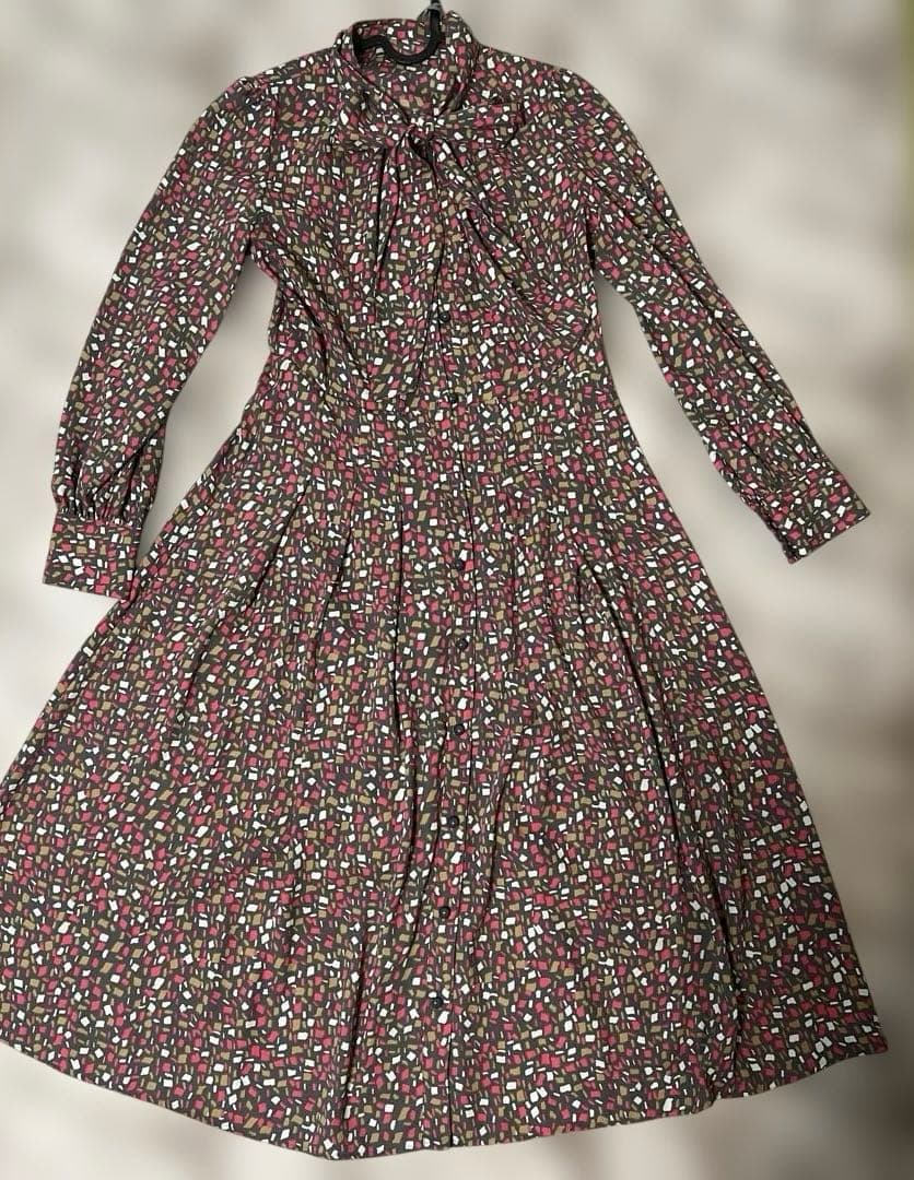 アナイ イレギュラースクエアプリント ギャザーワンピース サイズ36