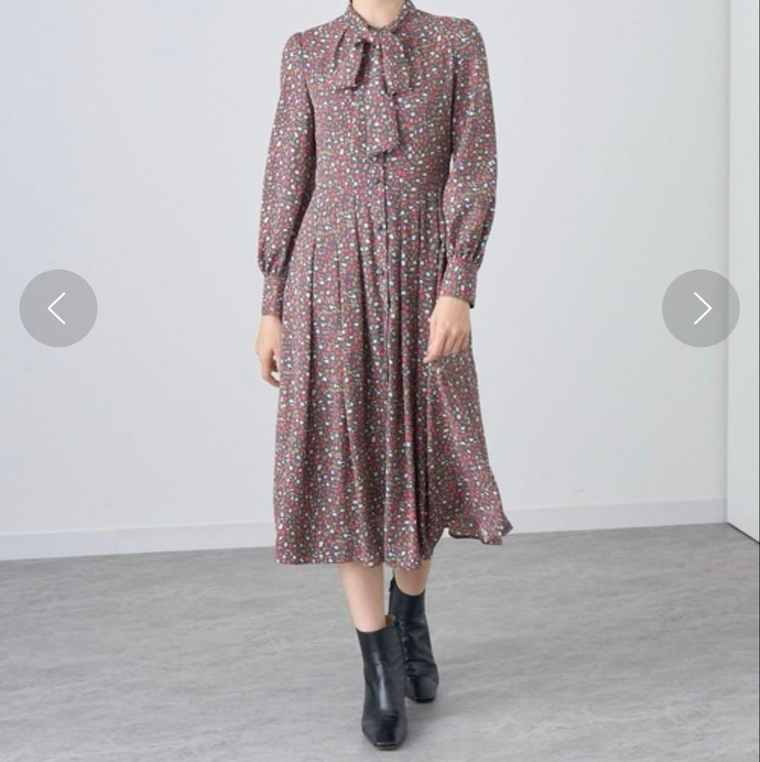 アナイ イレギュラースクエアプリント ギャザーワンピース サイズ36