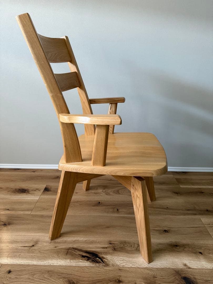 ダイニングアームチェア 回転式 2脚セット タモ天然木