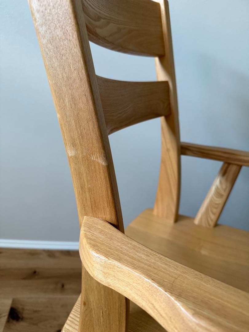 ダイニングアームチェア 回転式 2脚セット タモ天然木