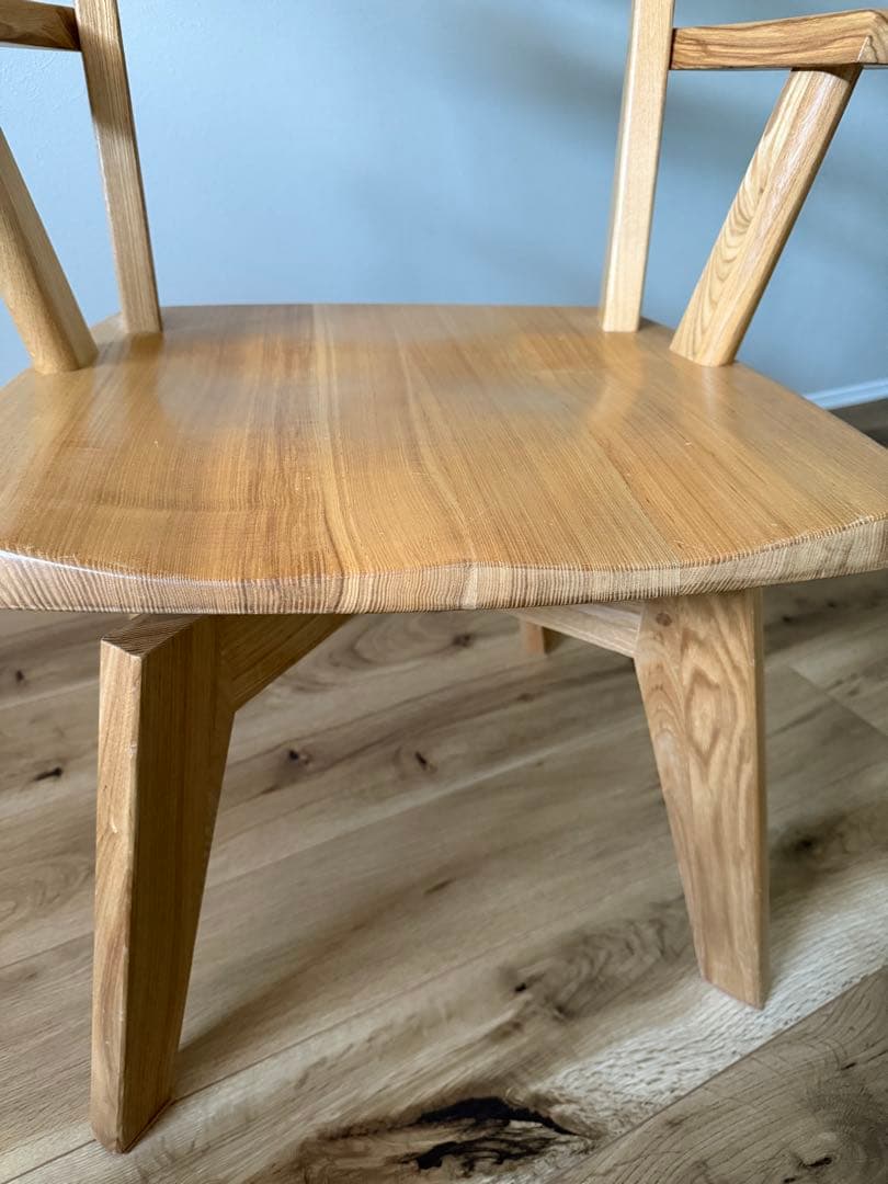 ダイニングアームチェア 回転式 2脚セット タモ天然木