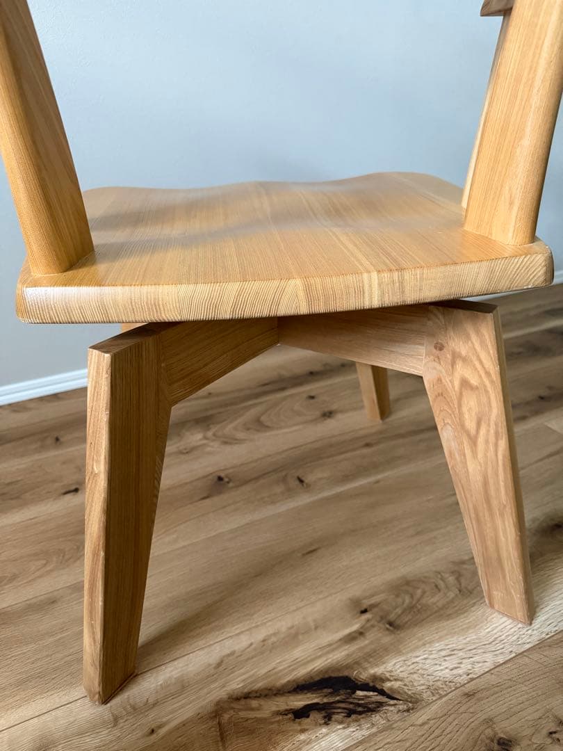 ダイニングアームチェア 回転式 2脚セット タモ天然木