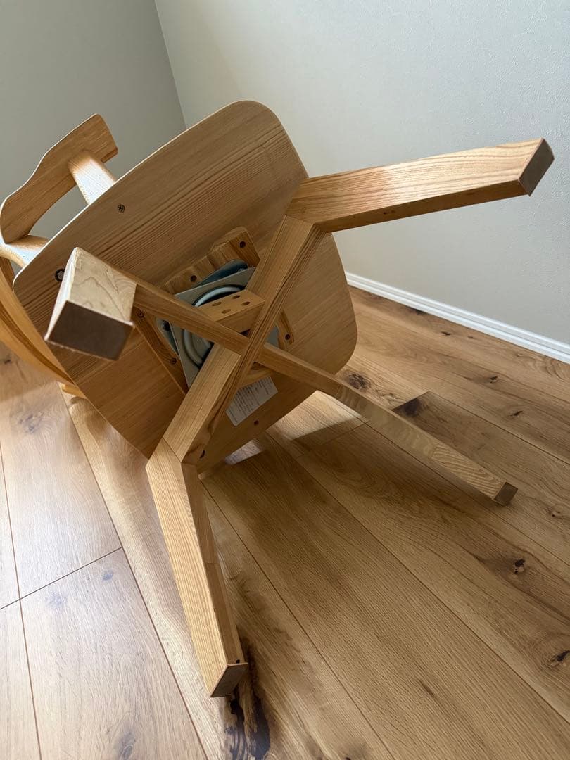 ダイニングアームチェア 回転式 2脚セット タモ天然木