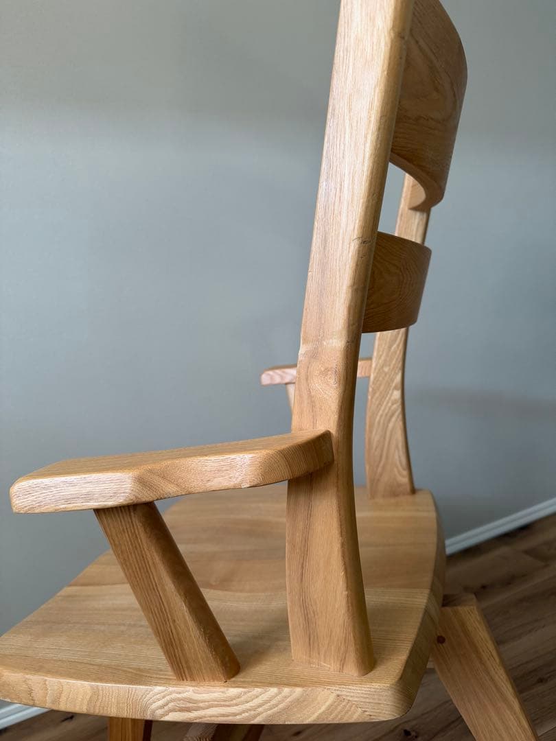 ダイニングアームチェア 回転式 2脚セット タモ天然木