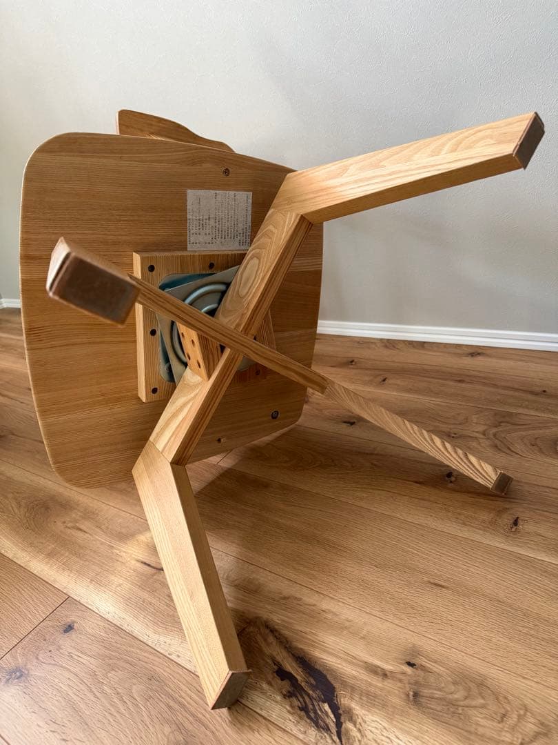 ダイニングアームチェア 回転式 2脚セット タモ天然木