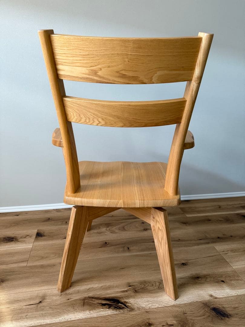 ダイニングアームチェア 回転式 2脚セット タモ天然木