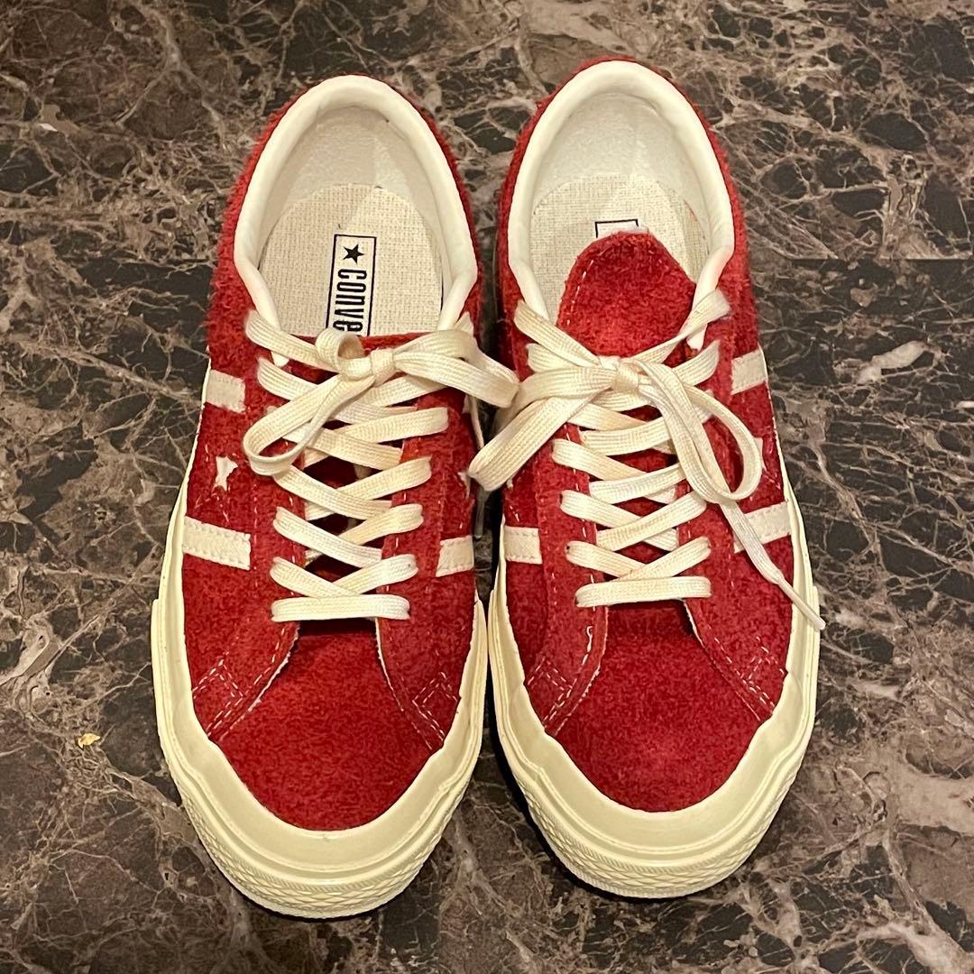靴 converse STAR&BARS SUEDE red