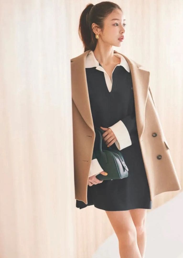 新品 マイストラーダ Mystrada ラガー ニット ミニワンピ 紺 ネイビー