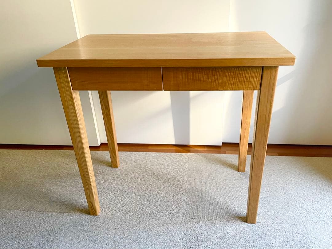 無印良品　木製テーブル ナチュラルウッド 2引き出し　美品