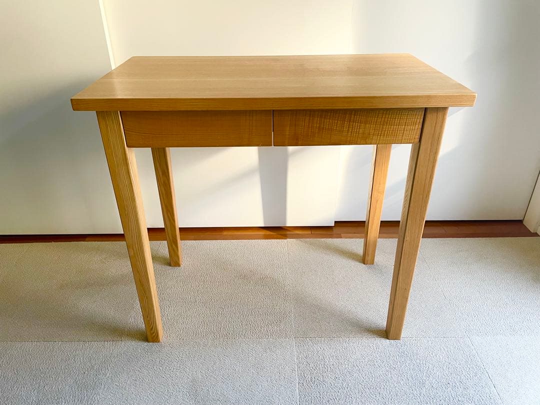 無印良品　木製テーブル ナチュラルウッド 2引き出し　美品