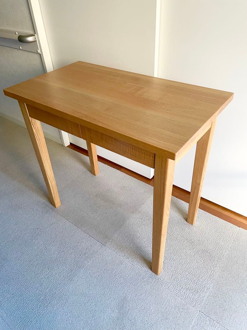 無印良品　木製テーブル ナチュラルウッド 2引き出し　美品