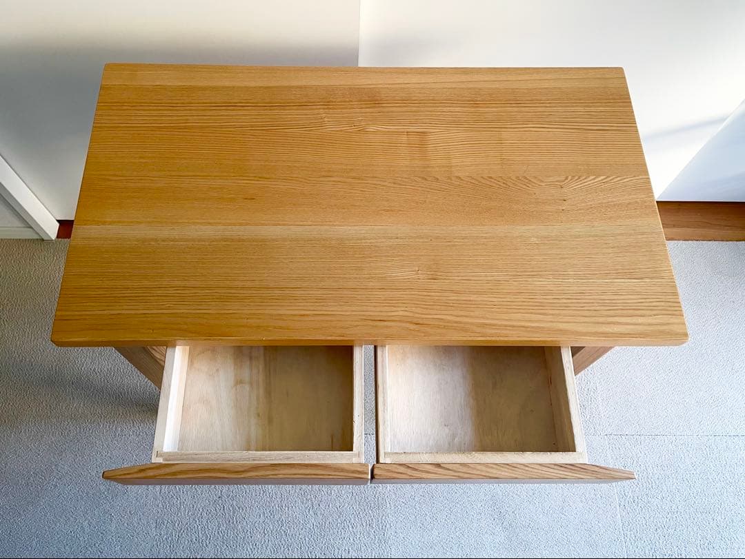 無印良品　木製テーブル ナチュラルウッド 2引き出し　美品