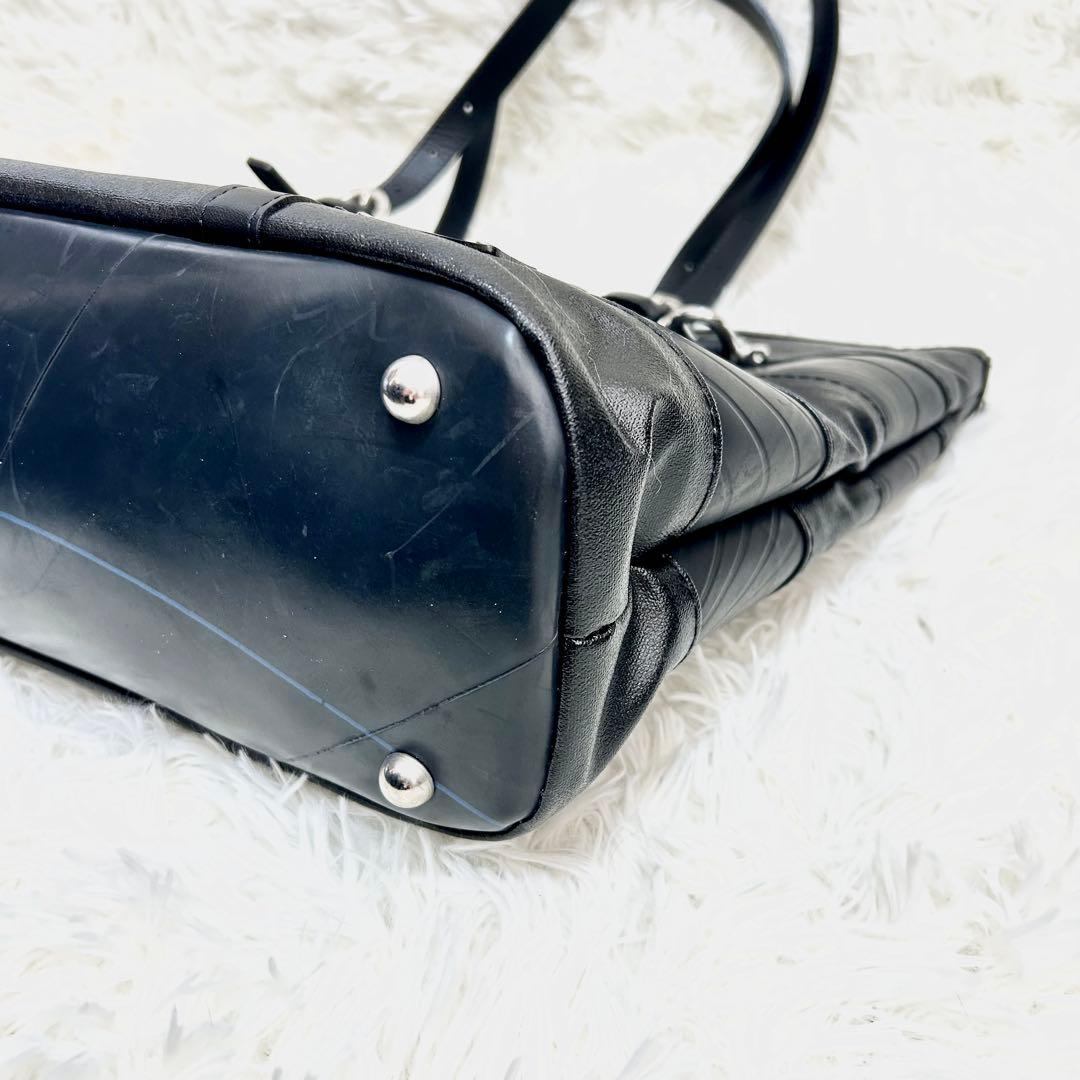 SEAL シール 森野帆布コラボ レザートートボストンバッグ ボーダー 黒