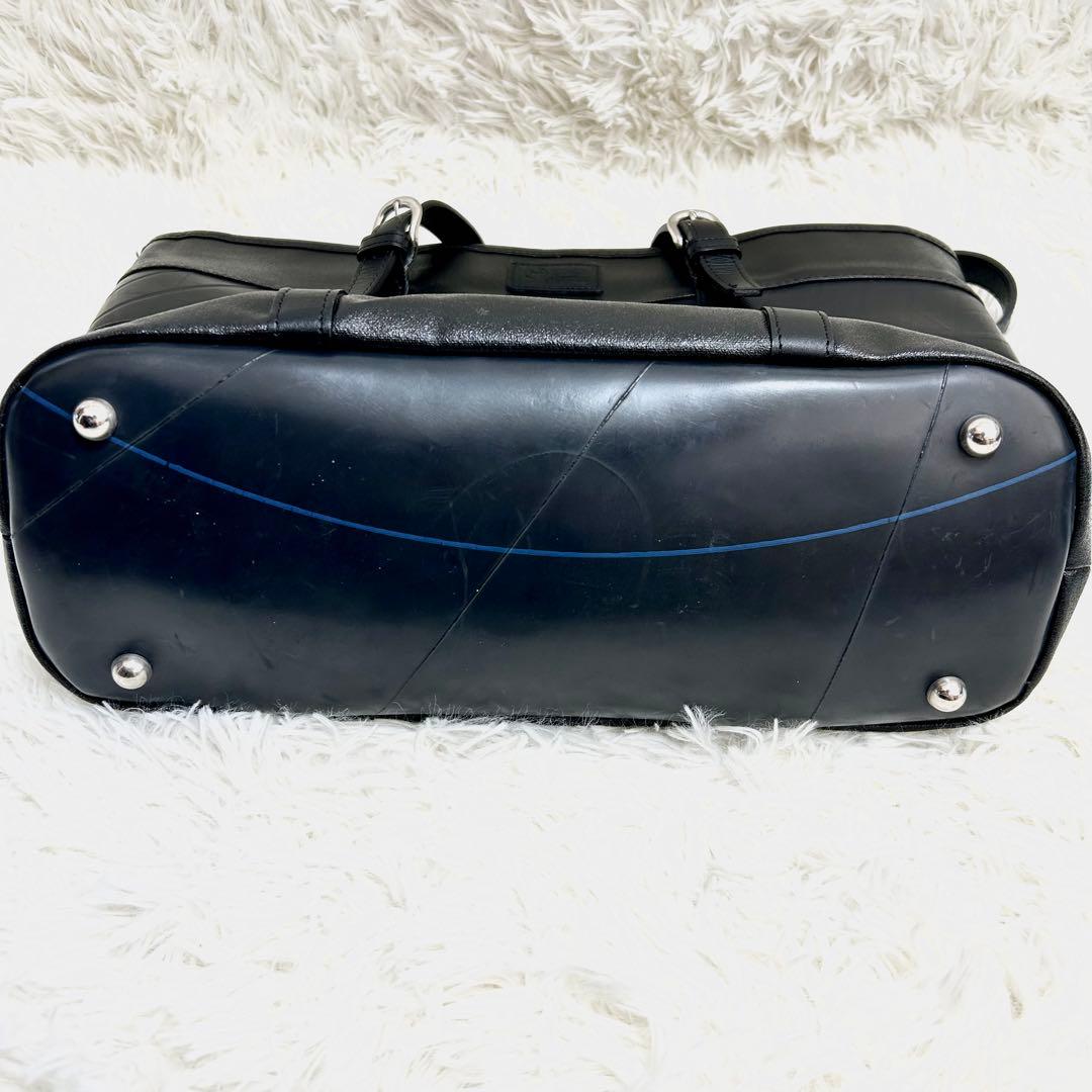 SEAL シール 森野帆布コラボ レザートートボストンバッグ ボーダー 黒