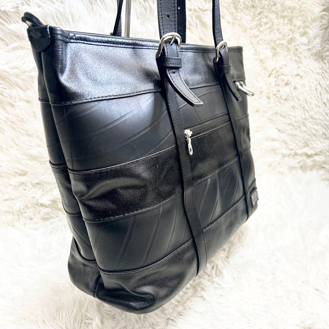 SEAL シール 森野帆布コラボ レザートートボストンバッグ ボーダー 黒