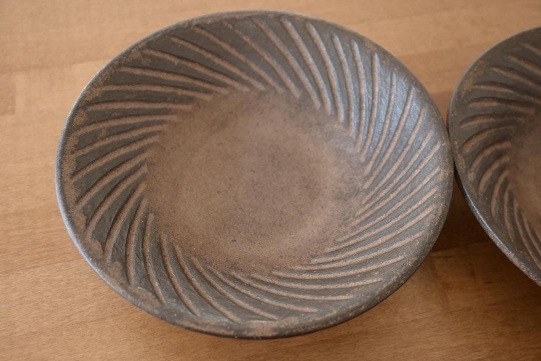 【新品】2枚セット小澤基晴　７寸ぐるぐるブロンズしのぎ　浅鉢