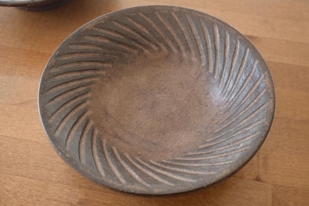 【新品】2枚セット小澤基晴　７寸ぐるぐるブロンズしのぎ　浅鉢