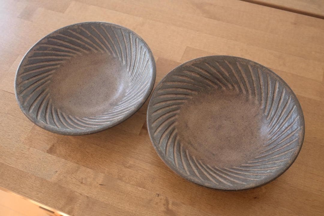 【新品】2枚セット小澤基晴　７寸ぐるぐるブロンズしのぎ　浅鉢