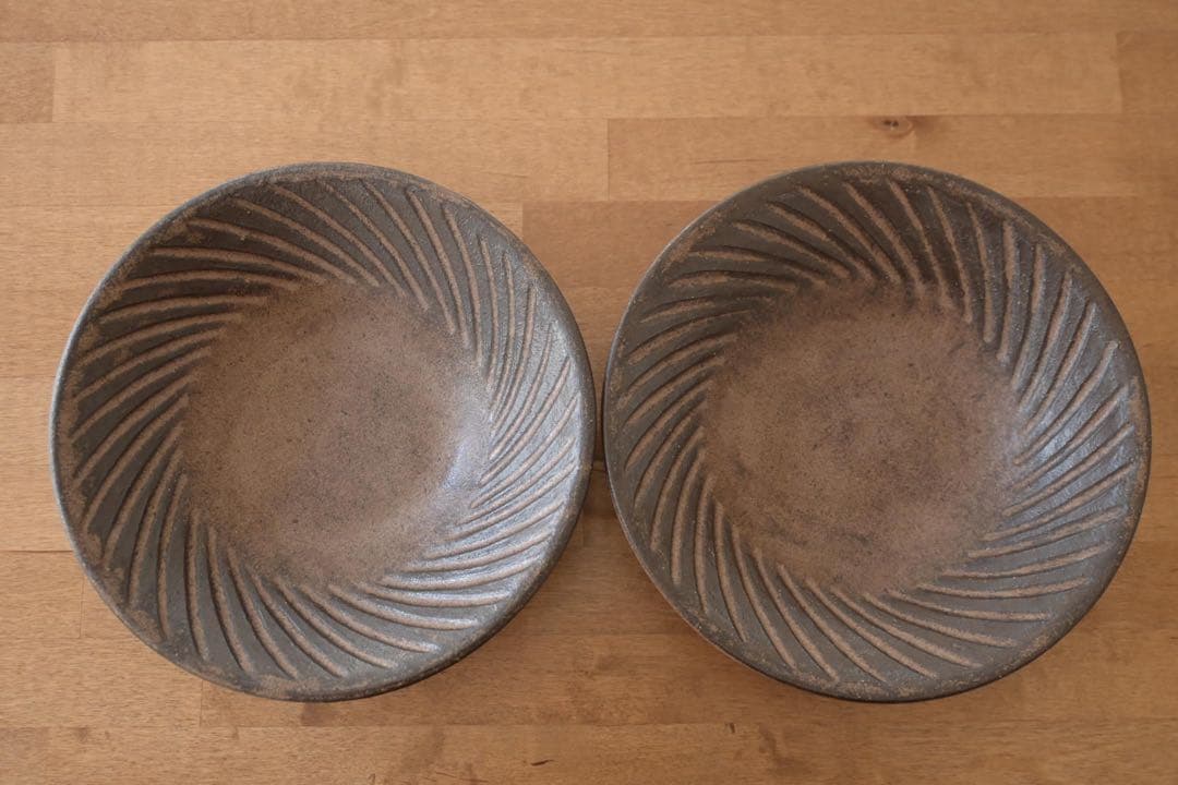 【新品】2枚セット小澤基晴　７寸ぐるぐるブロンズしのぎ　浅鉢