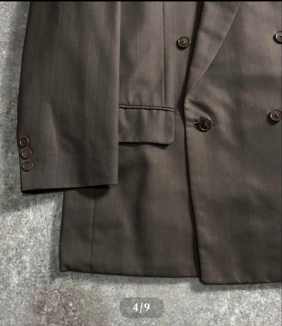 ヴィンテージセットアップ　ダブルスーツ　ウール　成人式　卒業式　ブラウ