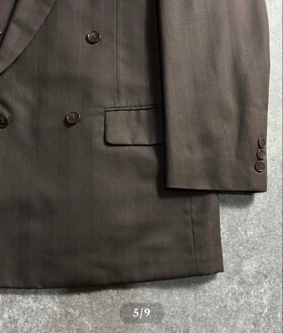 ヴィンテージセットアップ　ダブルスーツ　ウール　成人式　卒業式　ブラウ