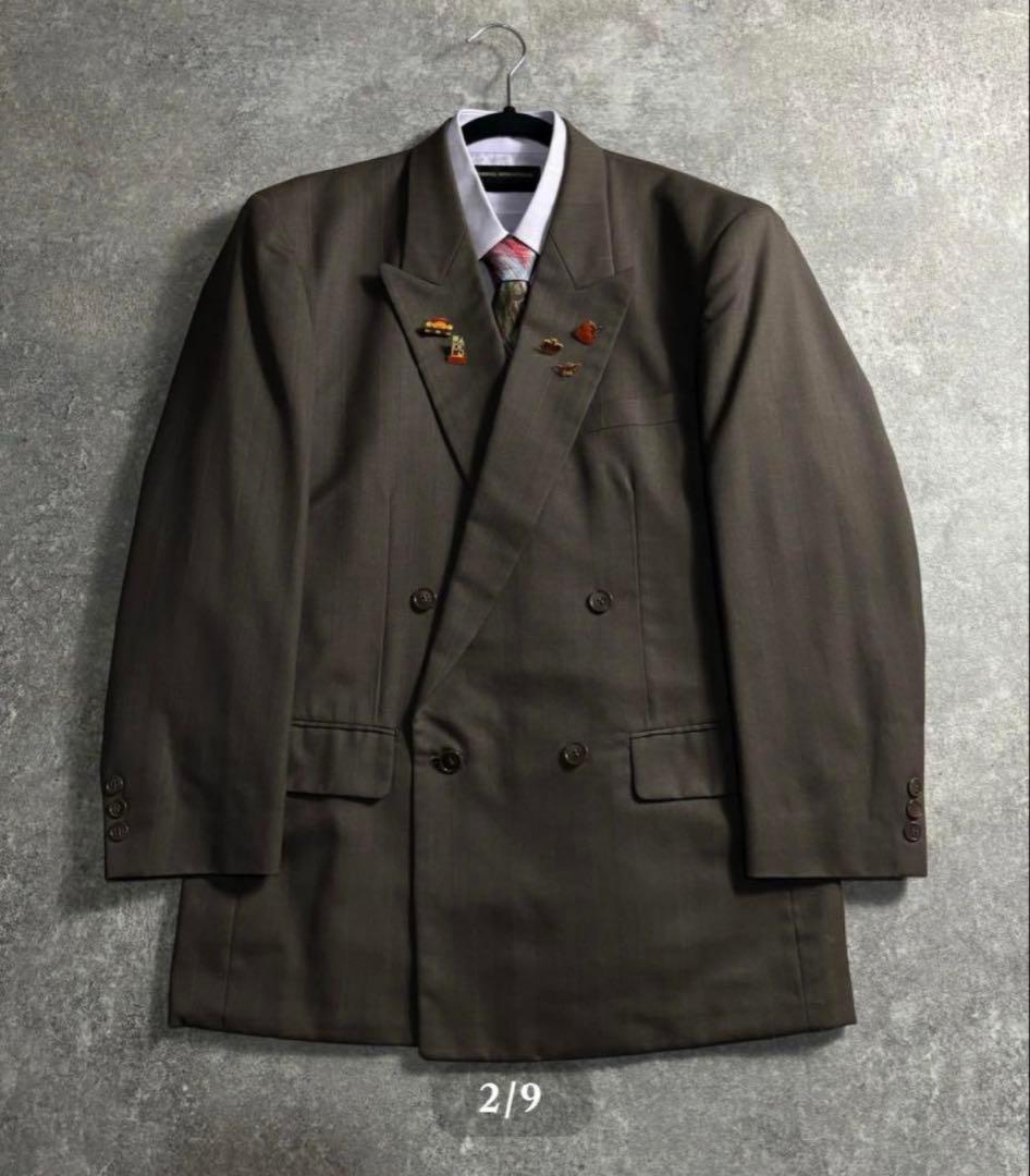 ヴィンテージセットアップ　ダブルスーツ　ウール　成人式　卒業式　ブラウ