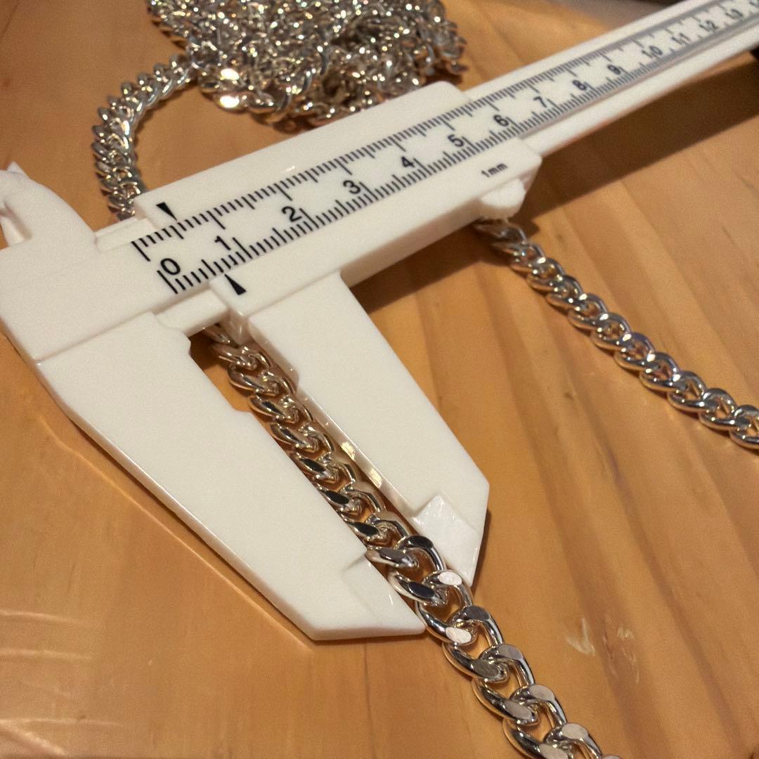 脱着簡単　超ロング　シルバープレイテッドチェーンの極太ネックレス　磁力開閉　誂え