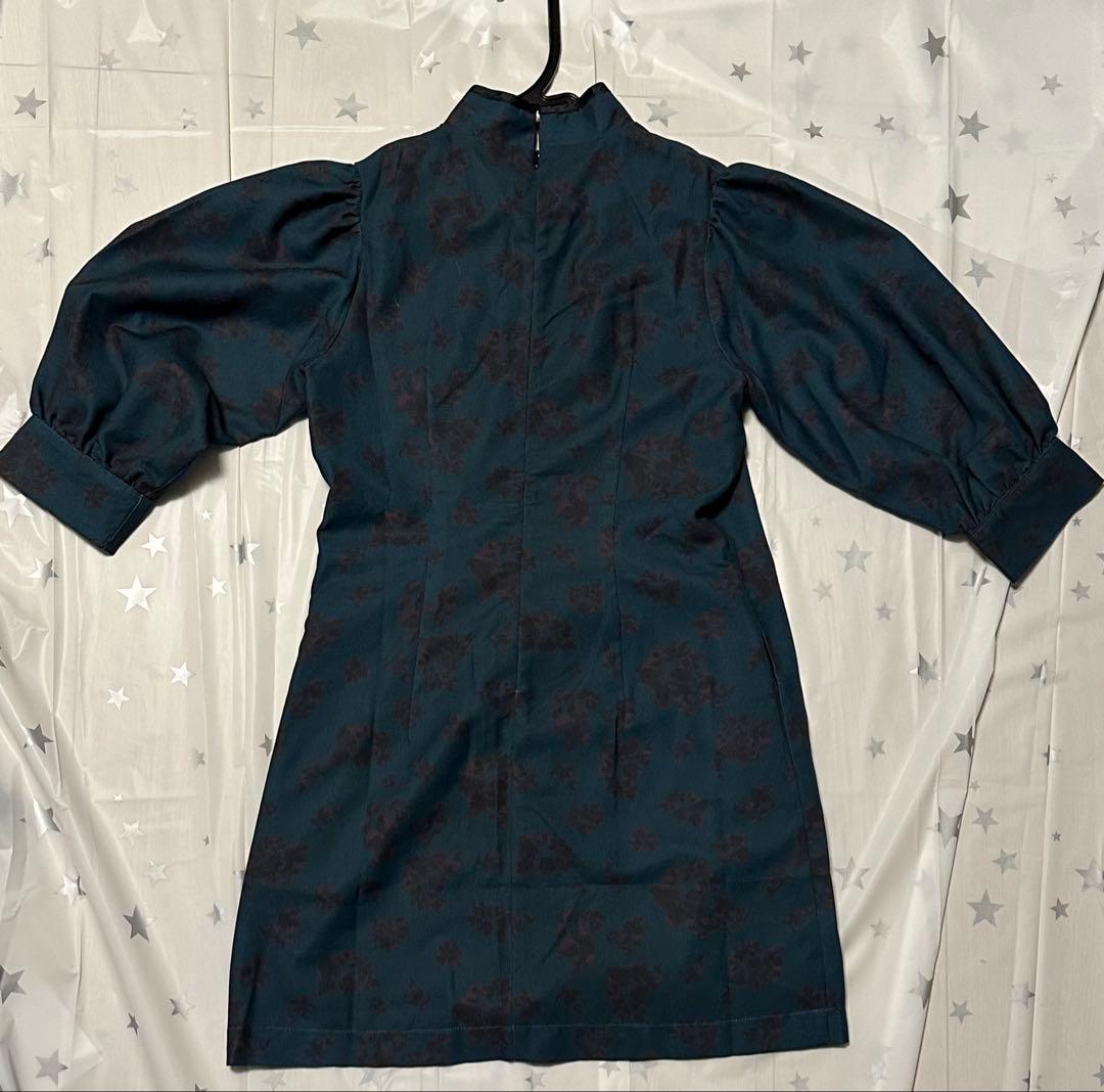 yarden ワンピース Leaf pattern china ダークグリーン